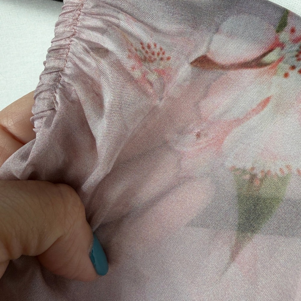 Le Marais Paris Silk Floral Blouse Italy Fairycore Romantic Boho Bell Sleeve L - Picture 6 of 10
